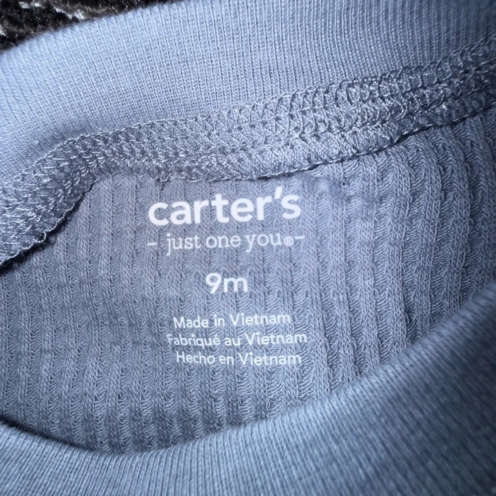 Carter's 4pc Outfit Set 9M NWT Safari Animal Print Blue Waffle Knit Pants